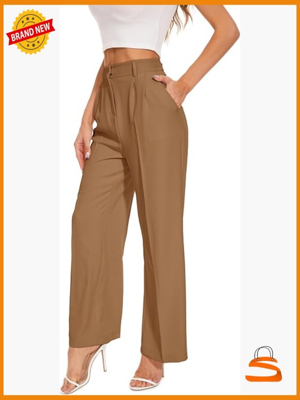 Wide Leg Pants High Elastic Waisted Business Work Trousers Long Straight Suit
